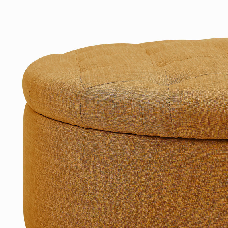 Tufted Storage Ottoman, Orange