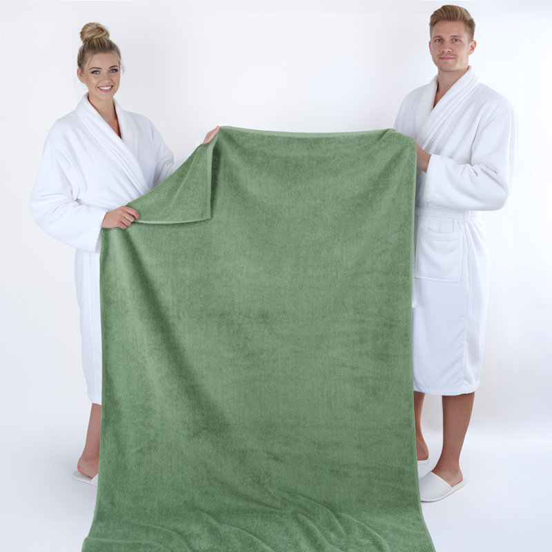 Drap de bain surdimensionné 100% coton 40 x 80 Darcelle, Vert sauge