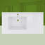 Plateau de meuble-lavabo à surface solide de 42 pouces avec lavabo simple intégré à gauche, comptoir épais blanc vif de 2 po, rebord surélevé et dosseret
