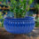 Outdoor Ceramic Ribbed Bowl Planter - Imperial Blue