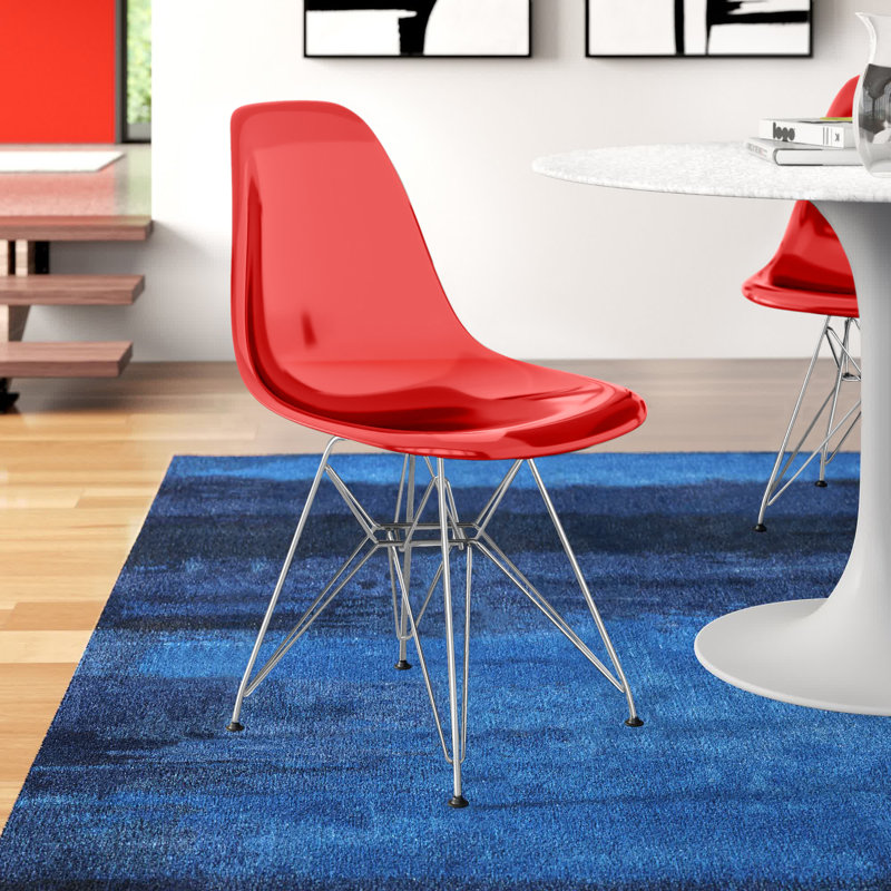 Dereion 17'' H Side Chair, Crimson/Chrome