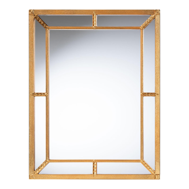 Baxton Studio Iskra Rectangular Mirror With Antique Goldleaf Frame - Modern Decorative Wall Accent For Living Room, Bedroom, Or Entryway