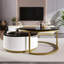 Modern Round Nesting Coffee Table Fluted With Drawer In 27.6"