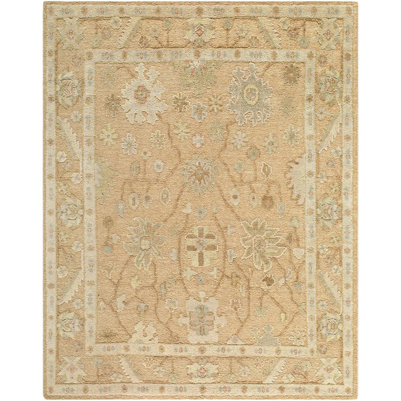 Oklahoma Hand Knotted Wool Ikat Area Rug in Beige, Rectangle 9' x 12'