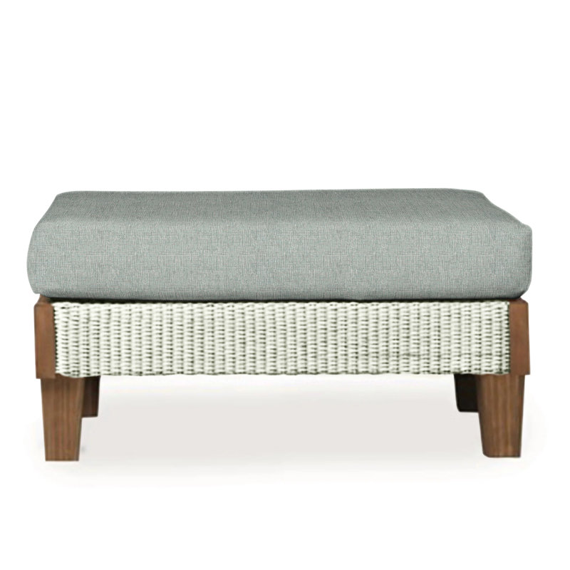 Catalina Outdoor Ottoman, Decorline Navy, Ivory