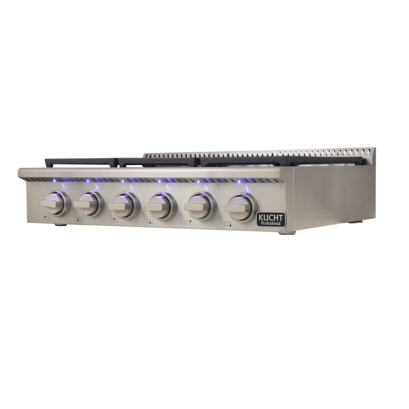 Kucht 36'' W Cooktop, Classic Silver, Natural Gas