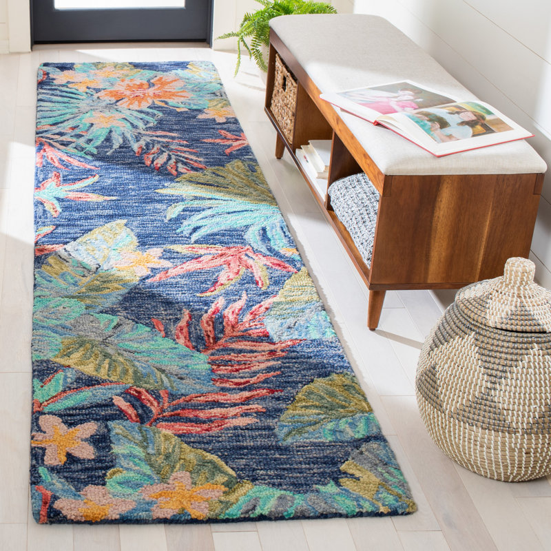 Tapis floral en laine touffeté à la main Toro, Rectangle 2 pi x 3 pi