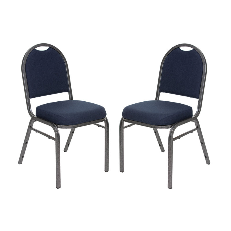 Celia Fabric Stack Chair (2 Pack), Silver, Midnight Blue