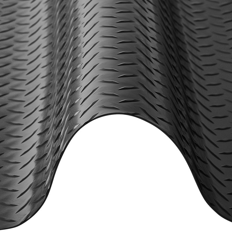 Rouleau de plancher de garage, tapis de plancher de garage de 4 pi x 10 pi, tapis protecteur de plaque de diamant en PVC épaissi de 2,2 mm avec ruban adhésif double face, antidérapant, facile à nettoyer pour l'entrepôt, les gymnases, la remorque, noir