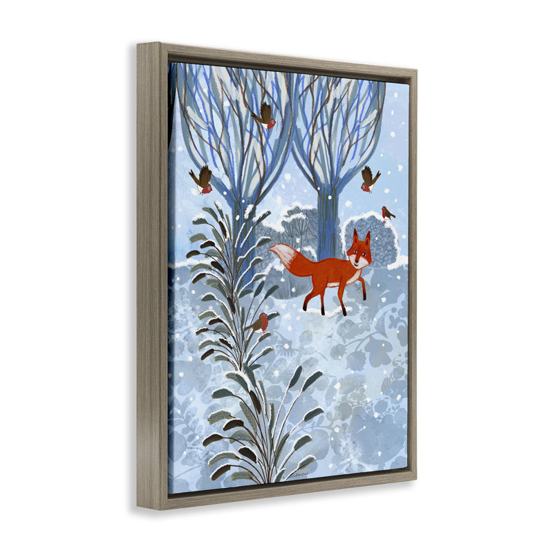 Cadre flottant Festive Fox Winter Woodlands, conception de Kay Widdowson, Cadre flottant orme Montalcino, H 21 po x l 17 po