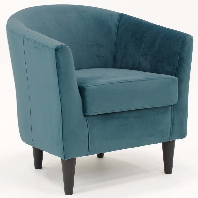 Fauteuil demi-tonneau l 31,5 po Kronos, Velours Chantel bleu sarcelle performance, Noir