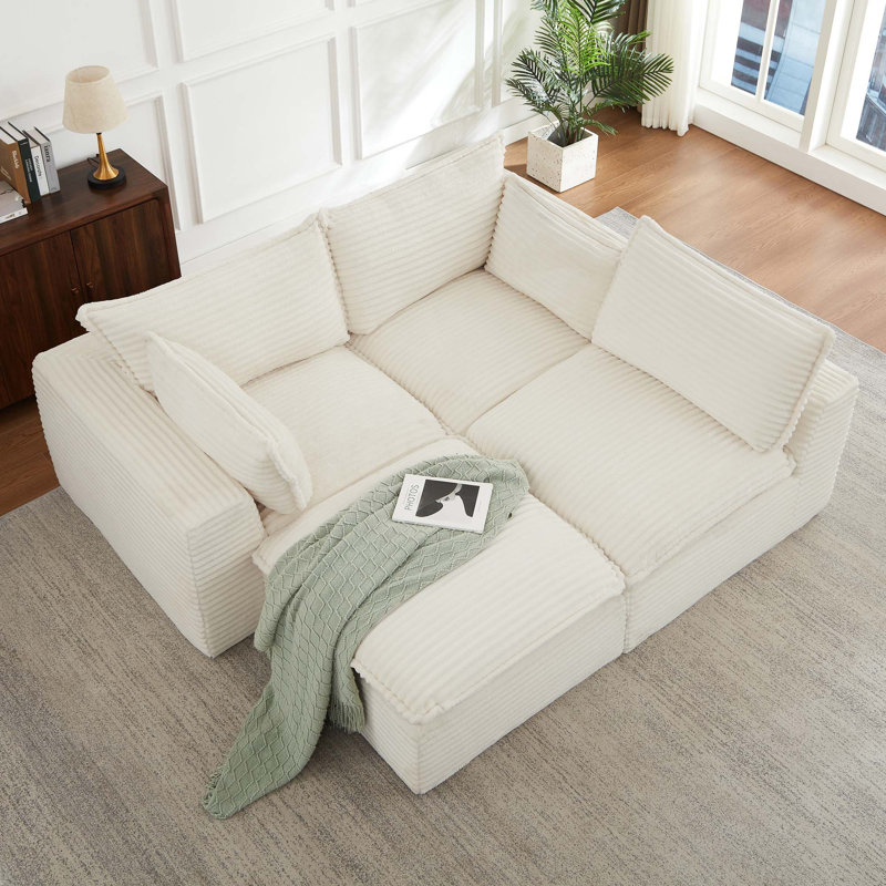 Canapé modulaire en L avec repose-pieds Cloud-Inspired, aucun assemblage requis