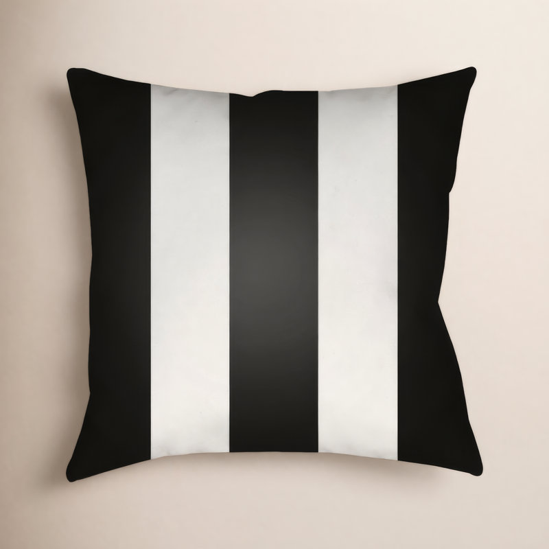 Athena Striped Outdoor Throw Pillow, Black, 18" H x 18" W x 4" D