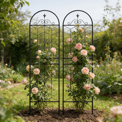 2-Pack Black Metal Garden Trellis for Climbing Plants - 71" H x 19.7" W x 19.7" D Outdoor Flower Support