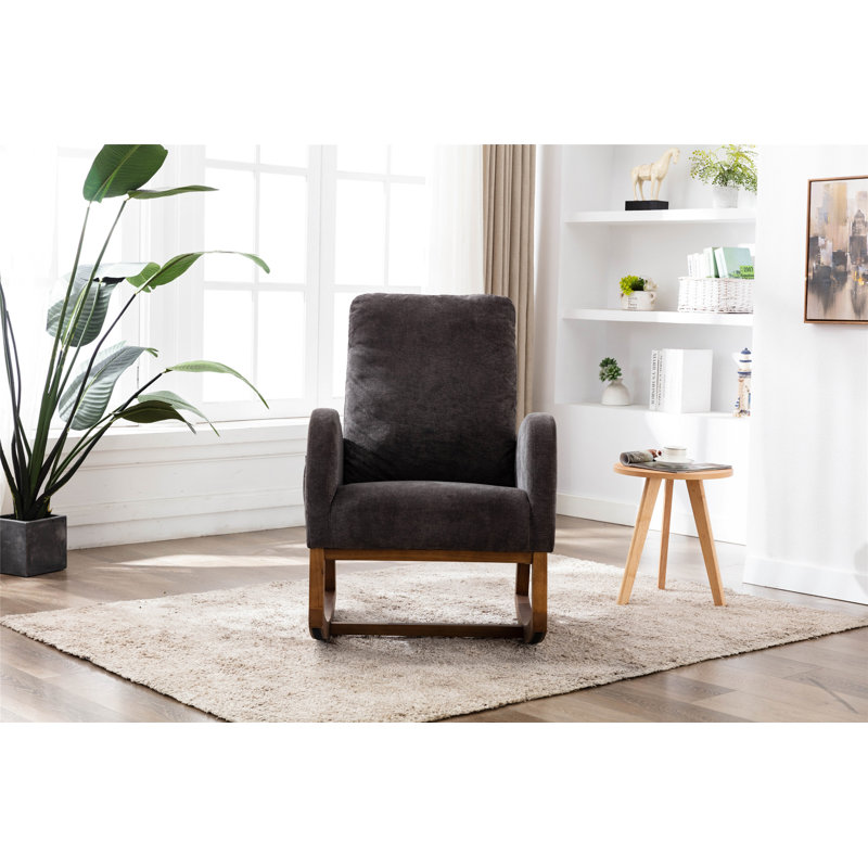 Chaise de chambre de bébé à bascule avec dossier haut pour le salon, Gris foncé