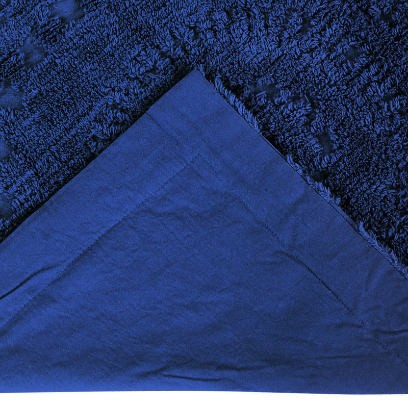 Rio 100% Cotton Tufted Pillow Sham with Medallion Pattern Machine Washable Pillow Cover for All Season, Navy, Euro Sham