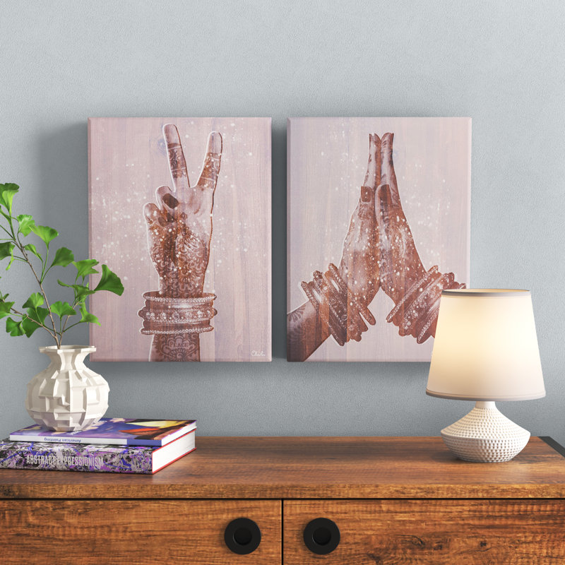 «Peace and Namaste» par Olivia Rose - impression sur toile 2 pièces, H 40 po x l 60 po, Toile tendue, Sans cadre