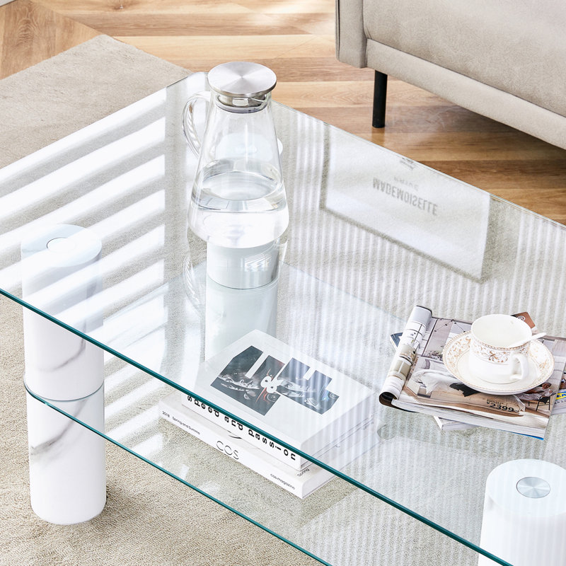 Modern, Glass Top MDF Console Table, White