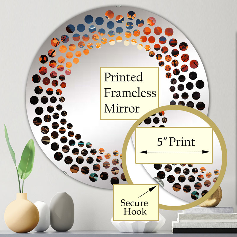 Miroir mural à pois rond, H 23,6 po x l 23,6 po, Native River Of Wisdom I