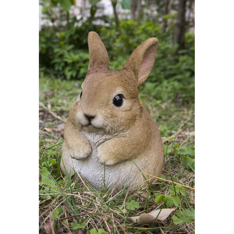 Chubby Brown Polyresin Rabbit Garden Statue