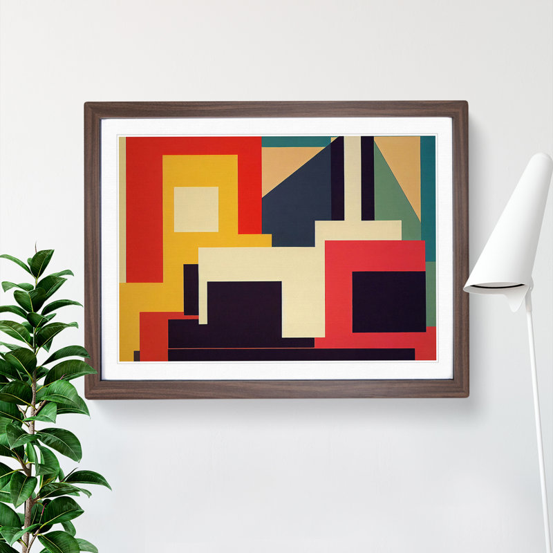 XH1022-6198X Modern Suprematism Art Vol.8 Abstract - Single Picture Frame Print, 34cm H x 46cm W x 2cm D, Walnut