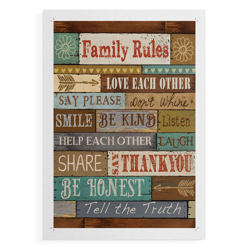 Family Rules - Impression sur toile seulement - NON-CADRE, H 27 po x l 18 po