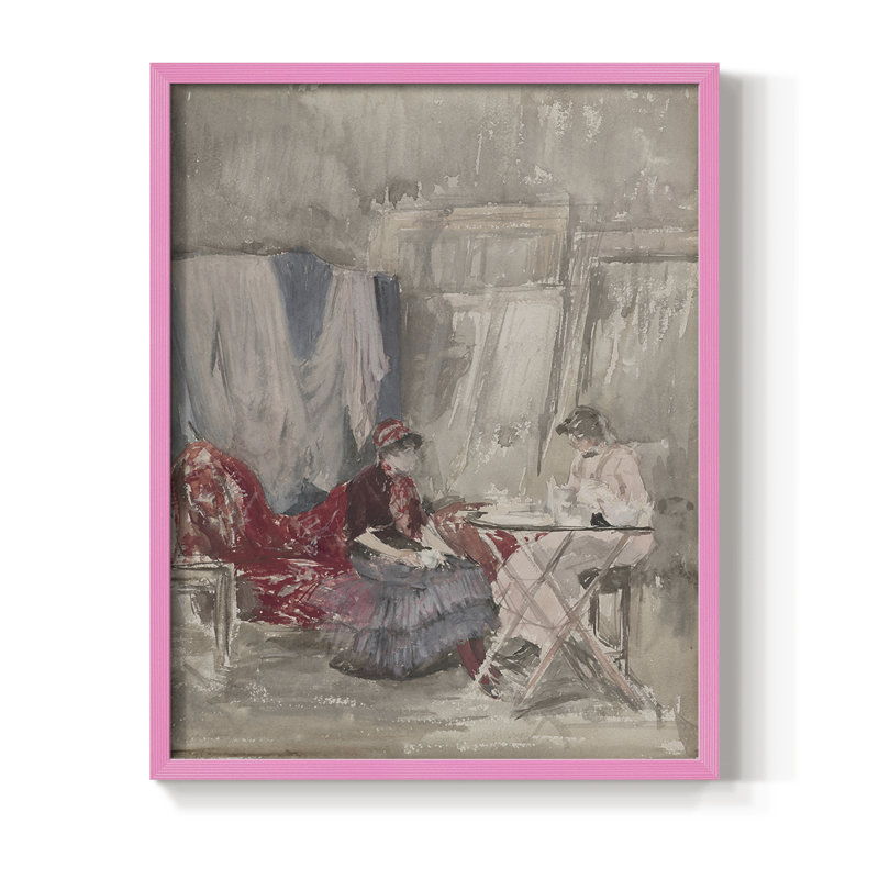 «Vintage Floral Print», impression encadrée CCLXI - bois massif, H 30 po x l 24 po, Rose