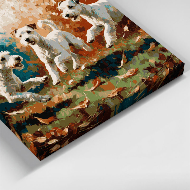 «Dogs Bedlington Terrier», art mural sur toile grise, H 32 po x l 32 po