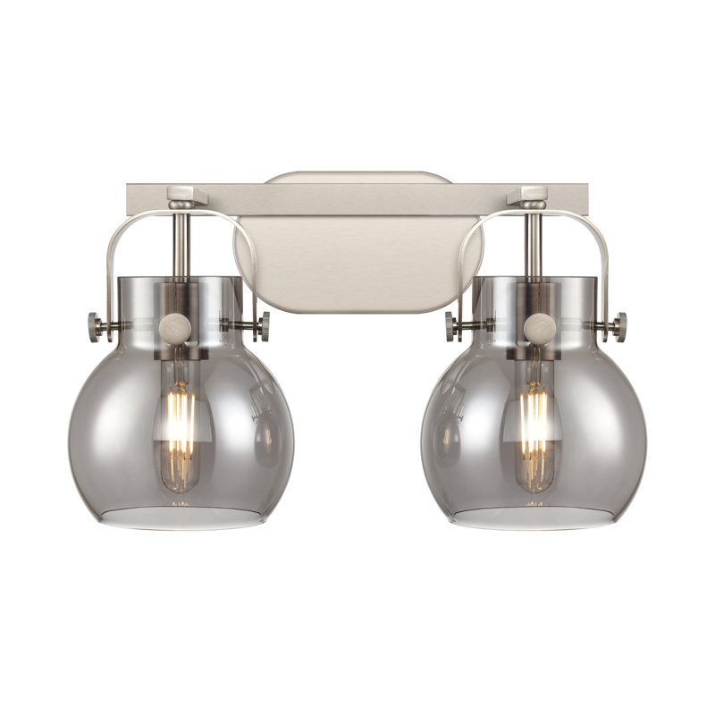 Éclairage pour meuble-lavabo mural 6 po Shueyville, Fumée, Nickel satiné, Deux lumières
