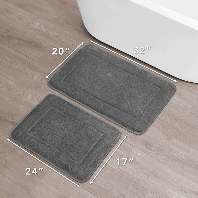 Inglestone Common Non-Slip Bath Rug, Charcoal, 17"  x 24"  / 20"  x 32" 