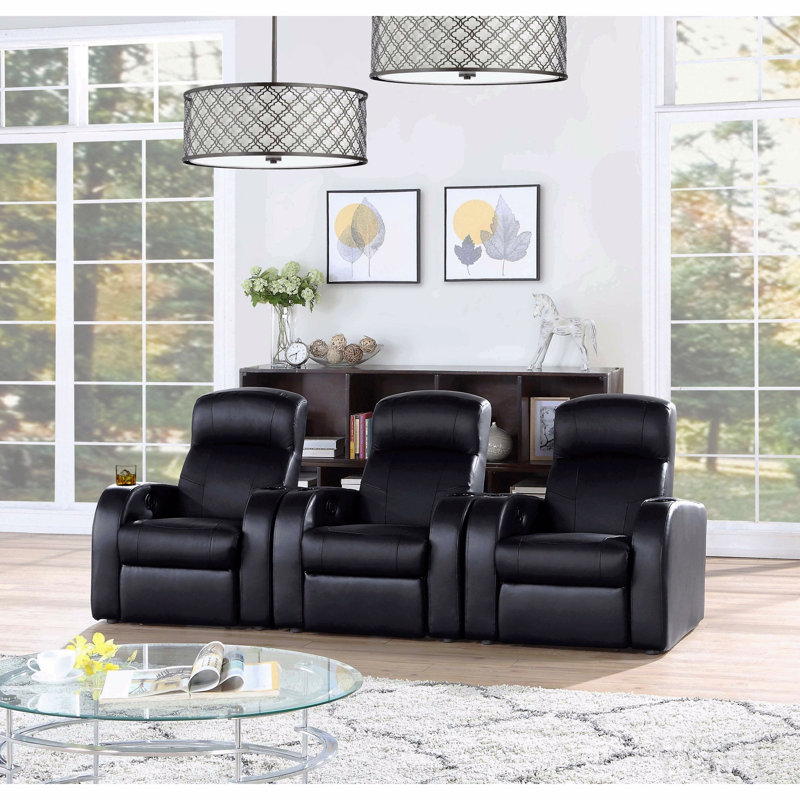 Fauteuil inclinable noir rembourré avec porte-gobelet