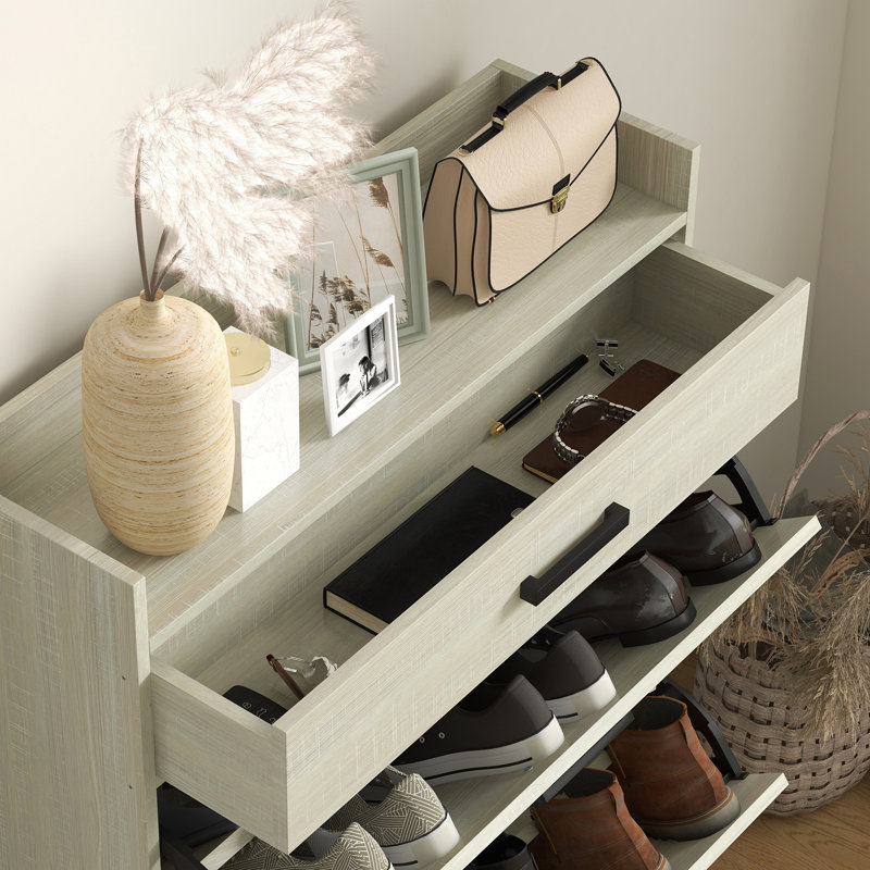 12 Pair Flip Down Shoe Storage, White