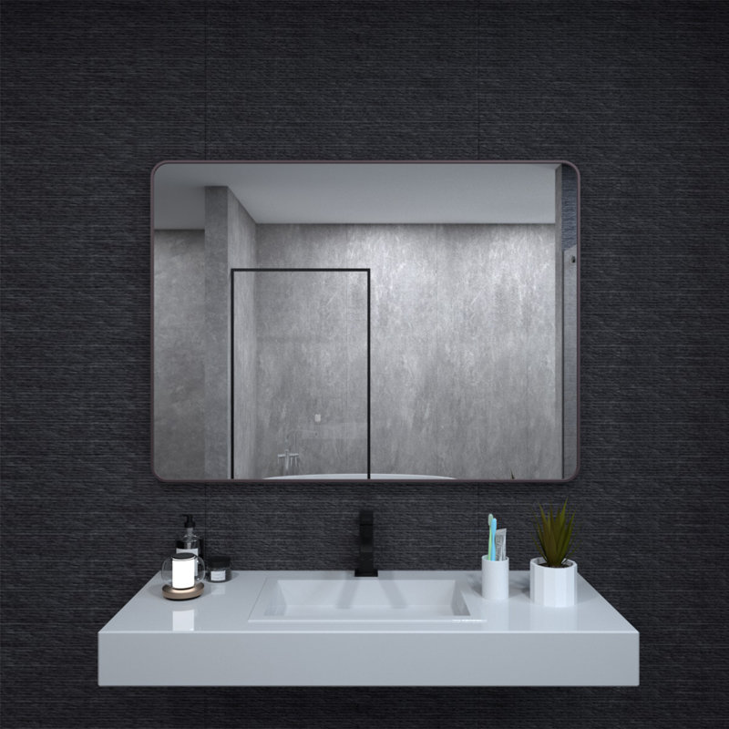 Miroir de salle de bain mural, Bronze frotté à l'huile, 36 pi x 48 po