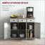 Buffet avec comptoir en bois massif, armoire de rangement de cuisine moderne, armoire à café avec 3 tiroirs, portes et tablette réglable-413355380