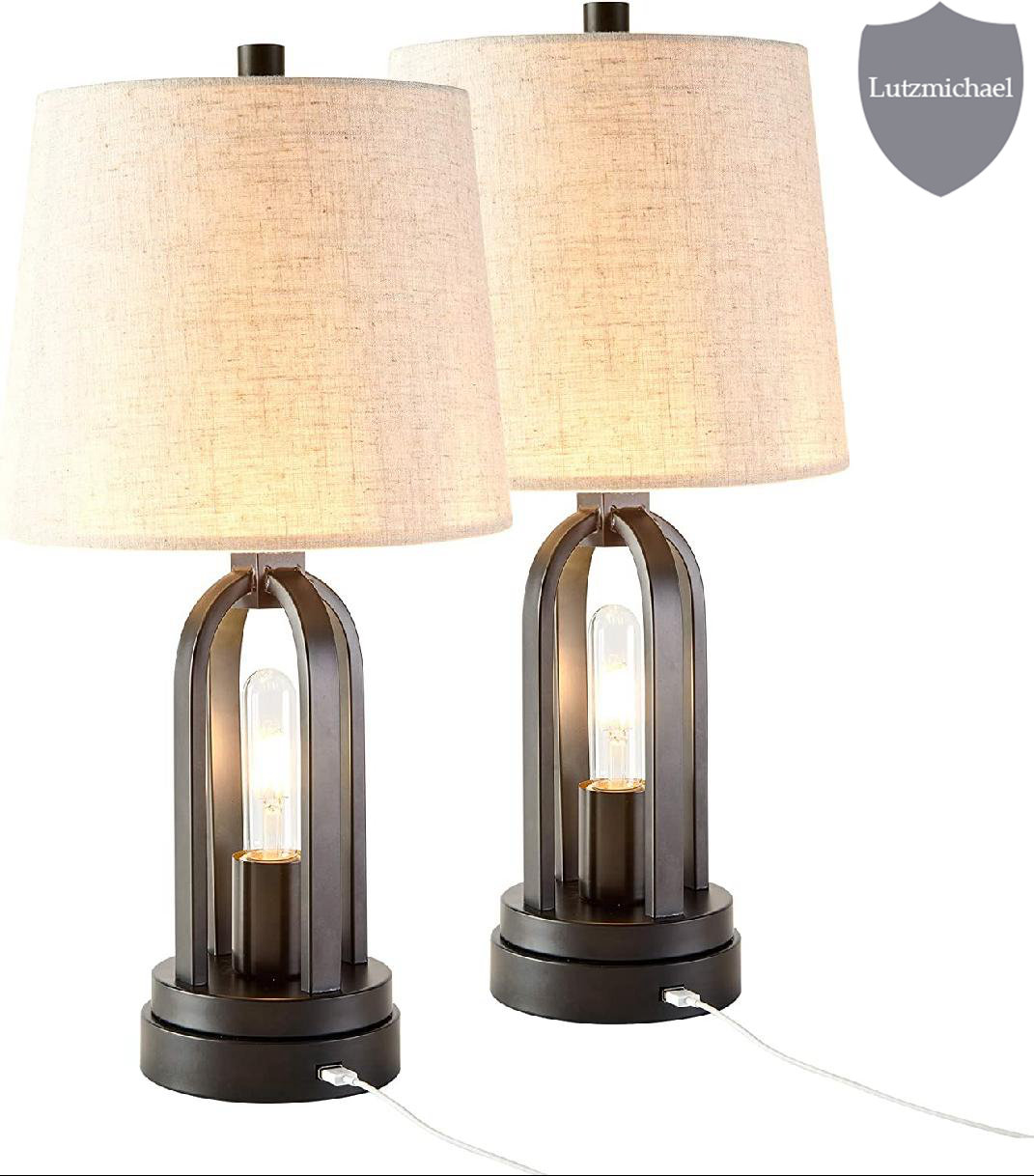 Harmincourt Metal USB Table Lamp (Set of 2) 17 Stories