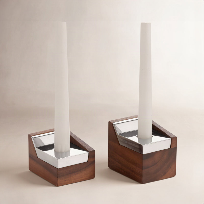2 Piece Geo Sabbath Candlestick Set