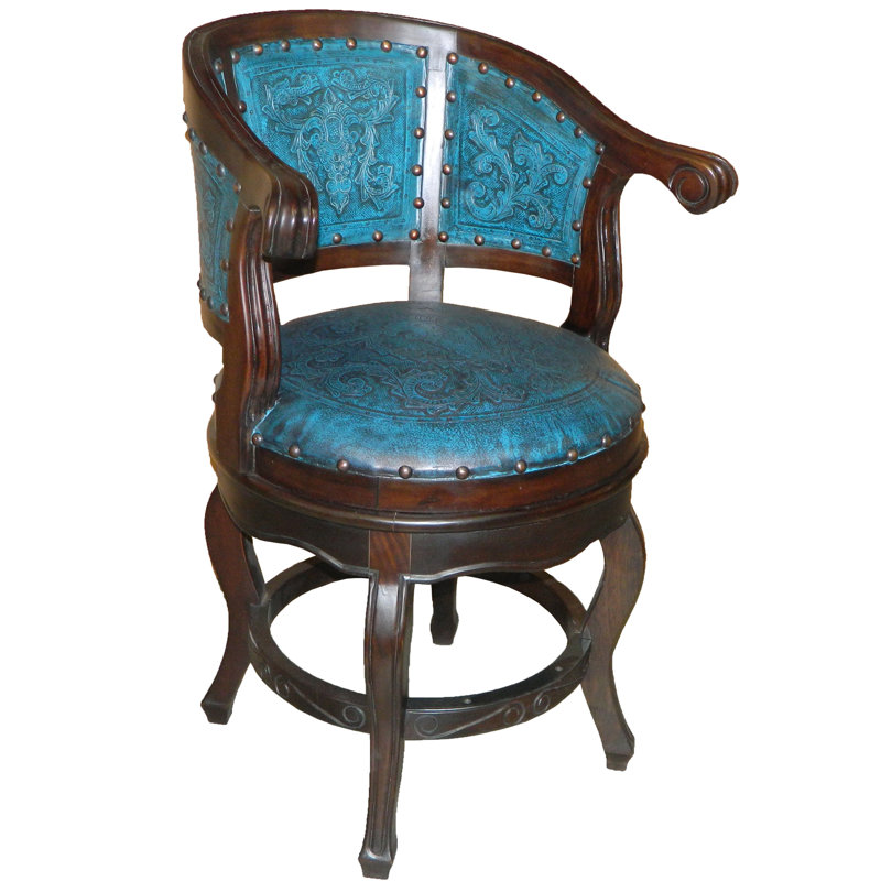 Cardinal Swivel Stool, Counter Stool (26" Seat Height), Teal/Brown