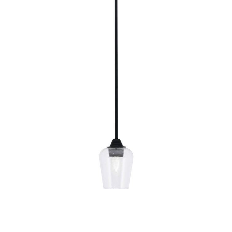 Paramount Stem Hung Pendant Shown In Matte Black Finish With 5" Clear Bubble Glass