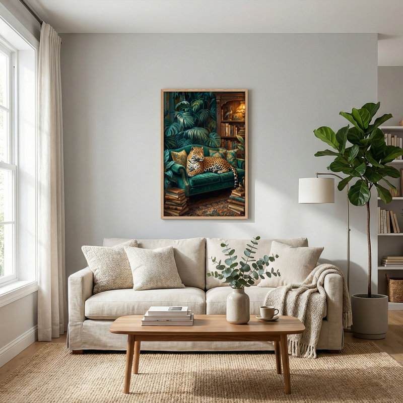 Ensemble de 1 tableau sur toile Léopard de la jungle, 24"H x 18"W, Natural