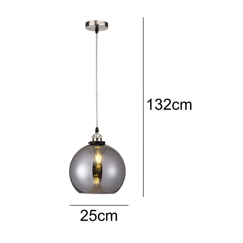 1 - Light Glass Sphere Pendant, Grey