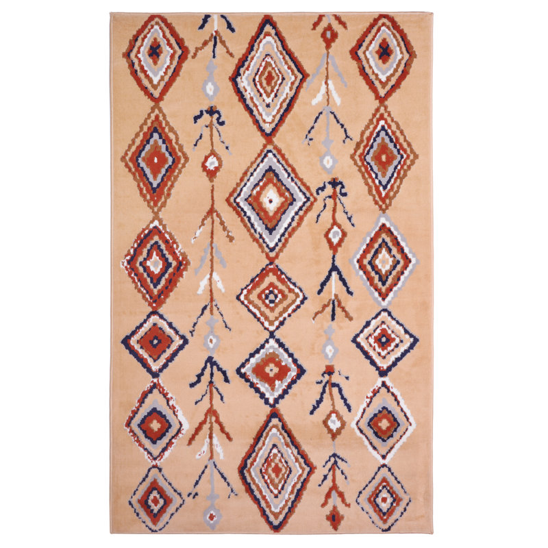 Tapis jaune à motif géométrique Mcnew, Rectangle 2 pi x 4 pi