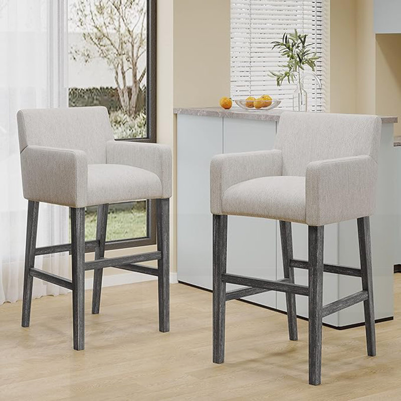 Tabourets de comptoir rembourrés de 30,5 po, Gris clair / gris, 1