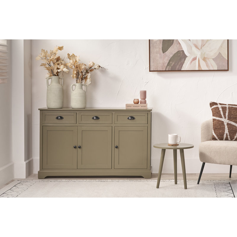 120 cm W Chest of 3 Drawers, Olive Green/Black