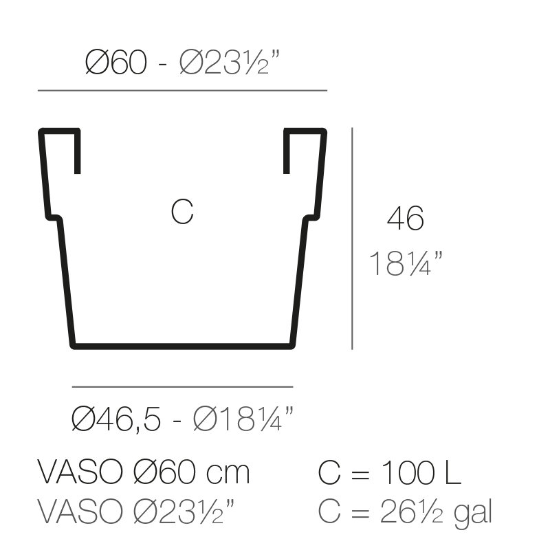 Pot à fleurs en plastique Vasso, Acier, H 18,25 po x l 23,5 po x P 23,5 po