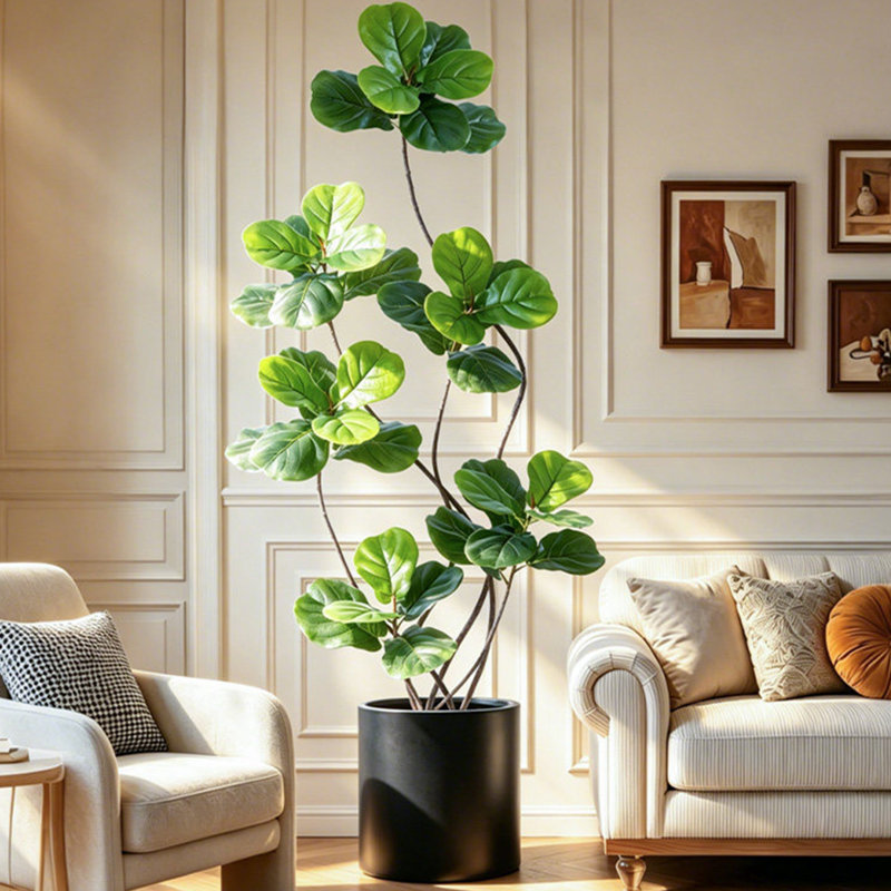 Verdure artificielle de 78,74 po avec forme pliable et feuilles dentelées vert foncé, lavable et résistante au soleil