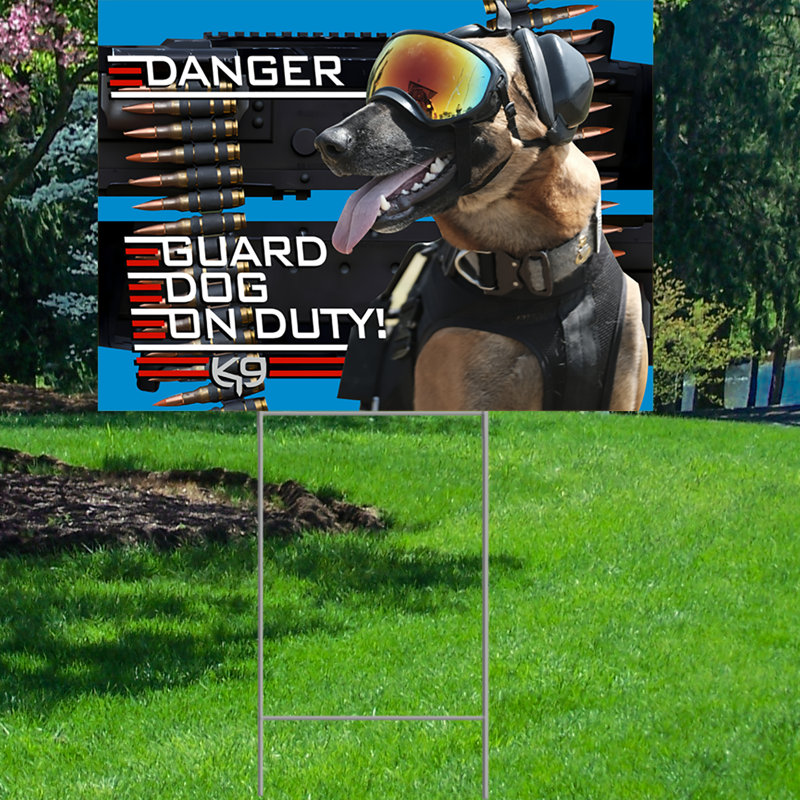 Chien de garde en service K9 Méfiez-vous des chiens d'attaque Zone dangereuse Coroplast imperméable