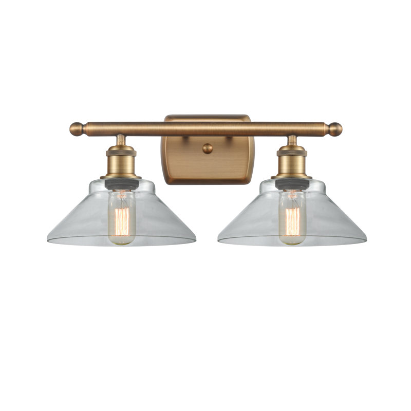 Éclairage pour salle de bain à intensité variable 2 lumières Newton St Loe, Transparent, Laiton brossé, Ampoule non incluse