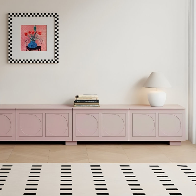 Meuble télé en bois de style français rétro, H 17,71 po x L 94,48 po x l 16,93 po, Rose