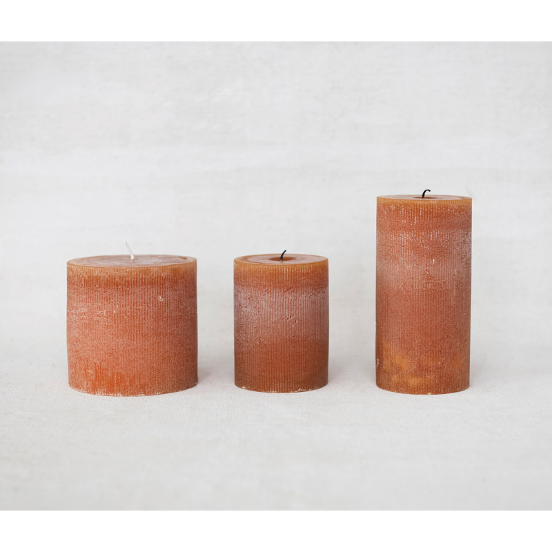 Bougie pilier non parfumée à plis thermolaqués, Pilier 4 po x 4 po, Gland