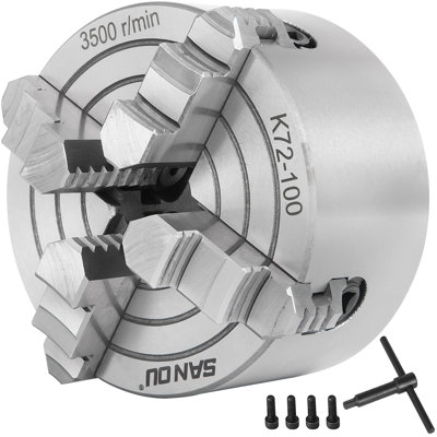 K72-100 Lathe Chuck 4 Inch 4-Jaw,Lathe Chuck Independent Reversible